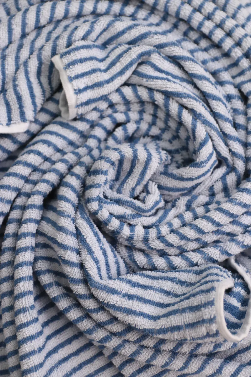 Cotton Stripe Bath Towel Set – Pack of 2 (Light Grey & Blue Dark) - Image 3