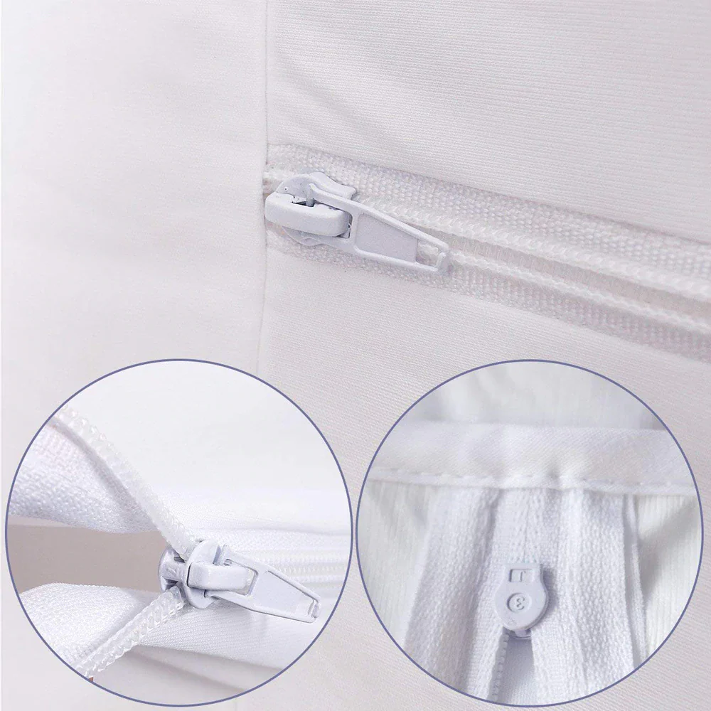 Double Sided Zipper Waterproof Mattress Cover - White - Image 3