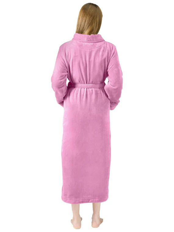PINK Unisex Soft Plush Fleece Hooded Bathrobe with Sliper - Image 3