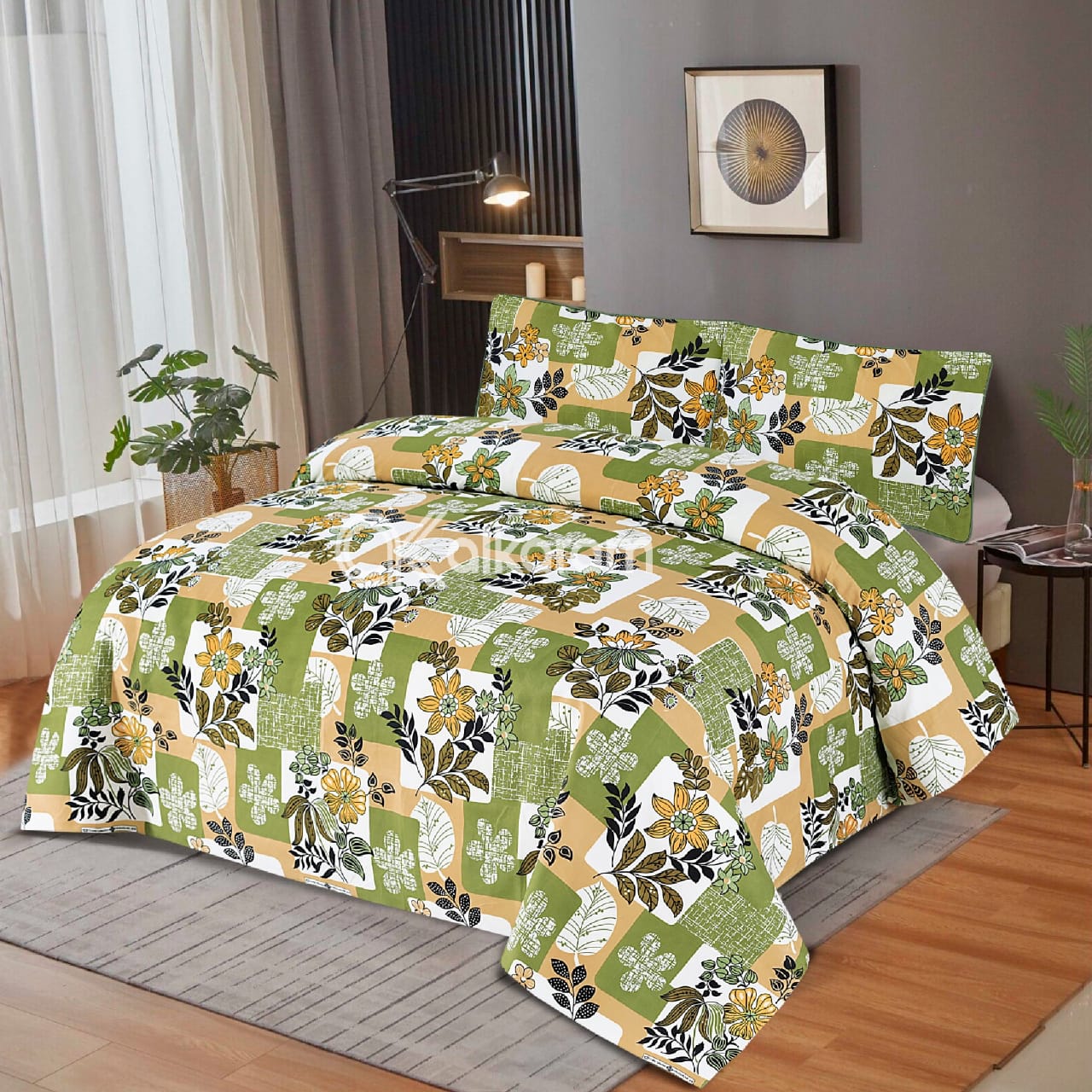 PRINTED SATEEN BEDSHEET SET ASH-4079