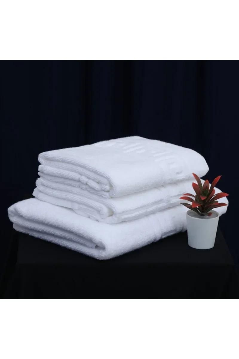 Pure White Premium Cotton Towels Set | Pack of 3 - Image 3