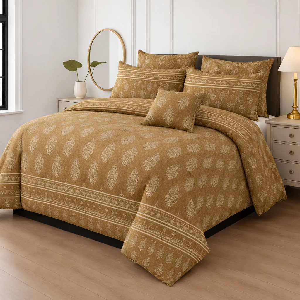 ROUND BLK PURE COTTON COMFORTER SET-7PCS