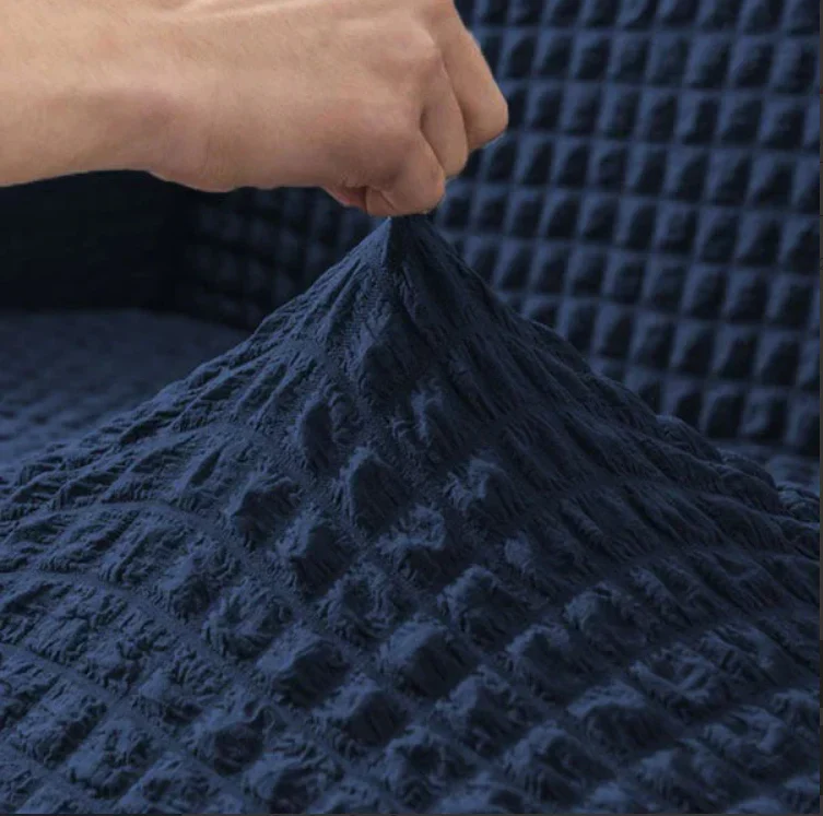 RUFFELED SUR SUCKER TURKISH SOFA COVER - Blue - Image 5
