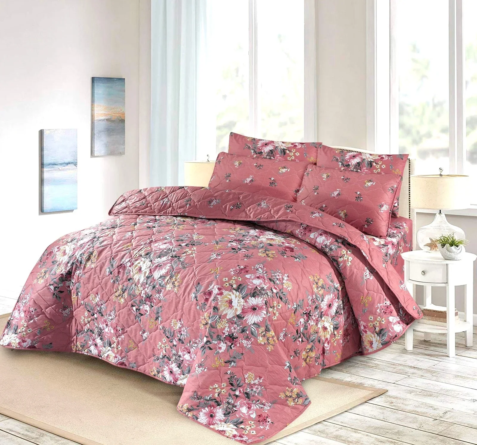 SIGNATURE PINK COTTON COMFORTER SET-7PCS - Image 4