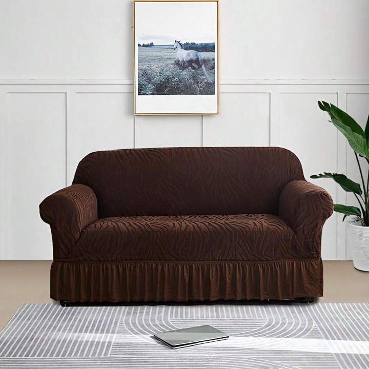 Zebra Velvet Turkish Sofa Cover - Brown - Image 3