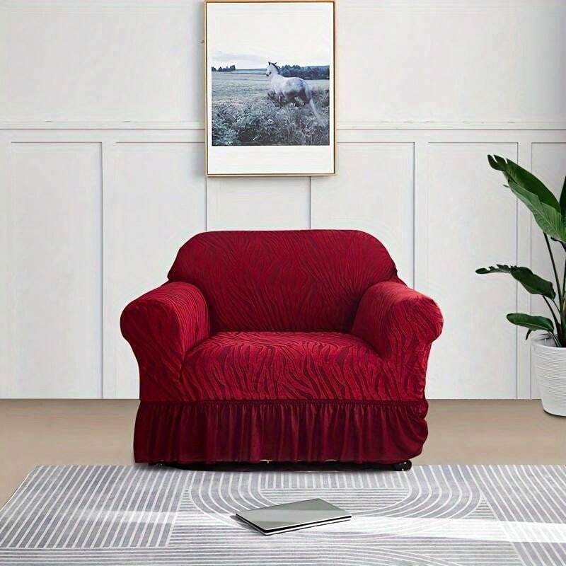 Zebra Velvet Turkish Sofa Cover - Maroon - Image 3